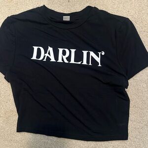 Black Graphic Tee with White 'Darlin' Print